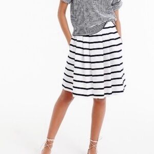 J.Crew 100% Cotton Navy Blue White Nautical‎ Stripe Short Skirt Size 0